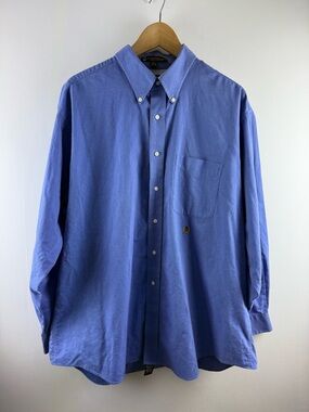 VTG Tommy Hilfiger Blue Cotton Button Down Shirt | Crest Logo | 17.5 34/35